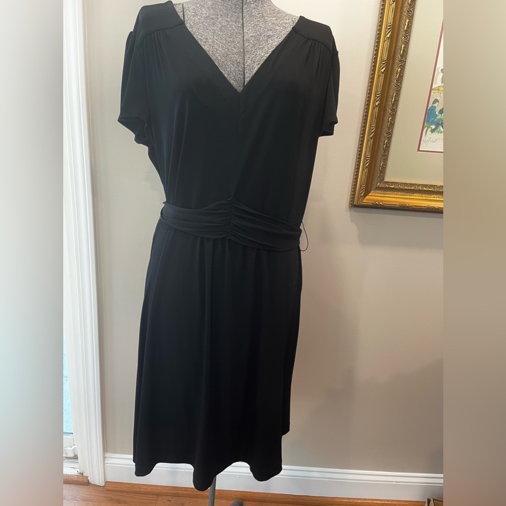 Attention XL ladies black v neck‎ dress-tie-NWOT-summer-Midi-wrap tie-cocktail - Picture 7 of 9